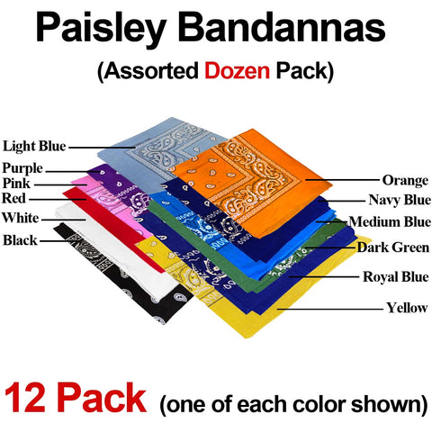 Assorted Dozen Bandanas (Paisley) - HomeTex.ca