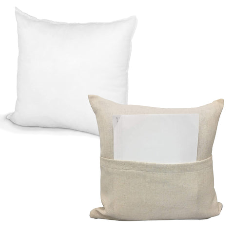 Sublimation Bundle - 17" x 17" Pillow Insert + 16" x 16" Blank Cover with Pocket (Linen Look)