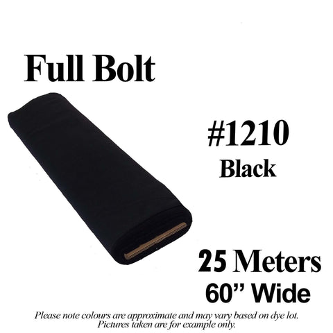 #1210 Black Broadcloth (60" Wide x 25 Meters)