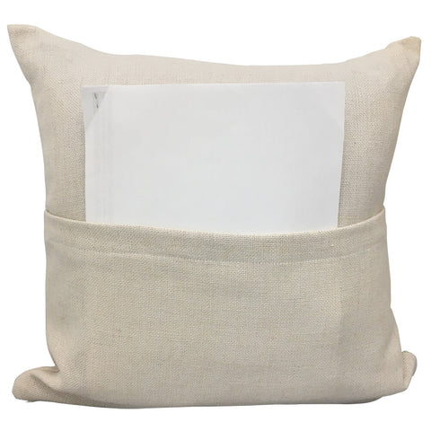 Blank Sublimation Linen-Look Pocket Pillow Cover - 16” x 16” with 14" wide zipper - HomeTex.ca