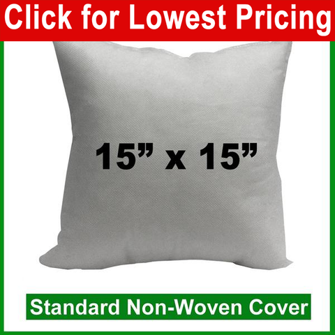Pillow Form 15" x 15" (Polyester Fill) Bag & Label 100 pc min - AF - HomeTex.ca